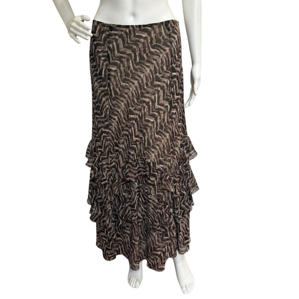 Vintage East 5th Flowy Ruffle Chiffon Skirt Side Zip Sz 8